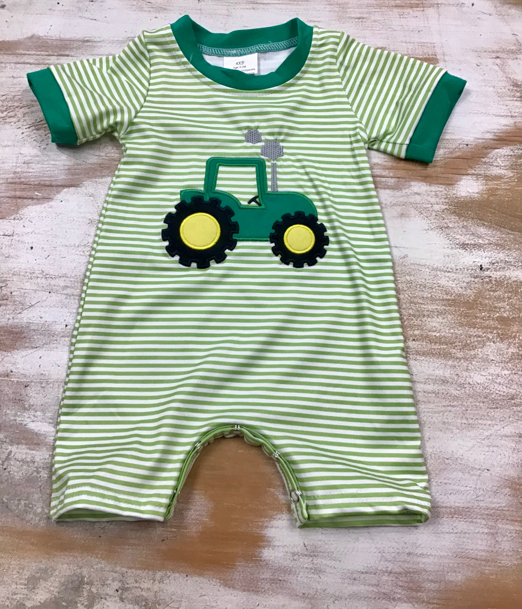 Green Tractor Romper