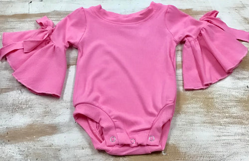 Pink Bow Sleeve Onesie