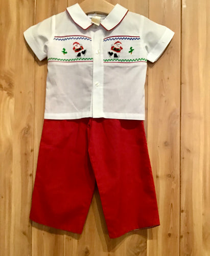 Boys Smocked Santa Set