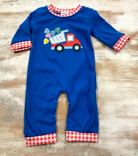 Blue Heart Truck Romper