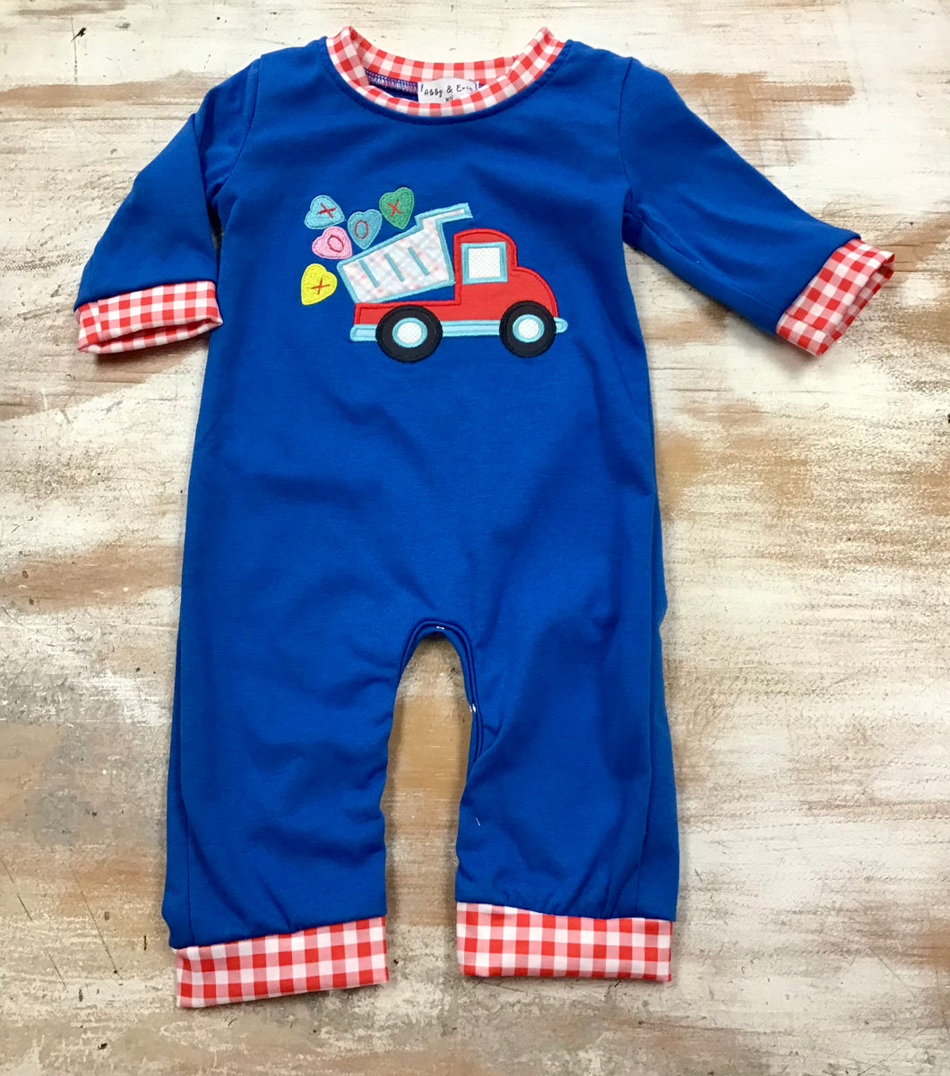 Blue Heart Truck Romper