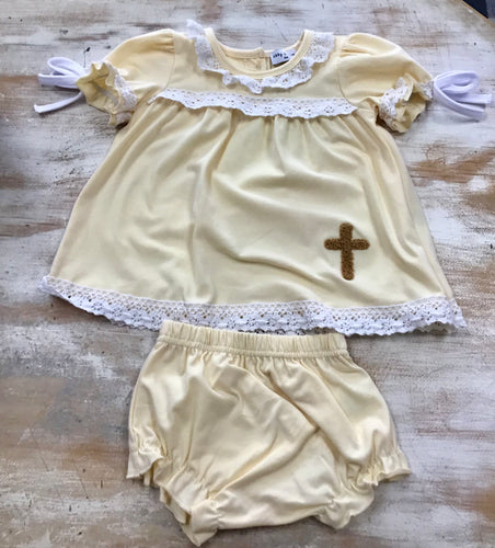 Beige Cross Bloomer Set